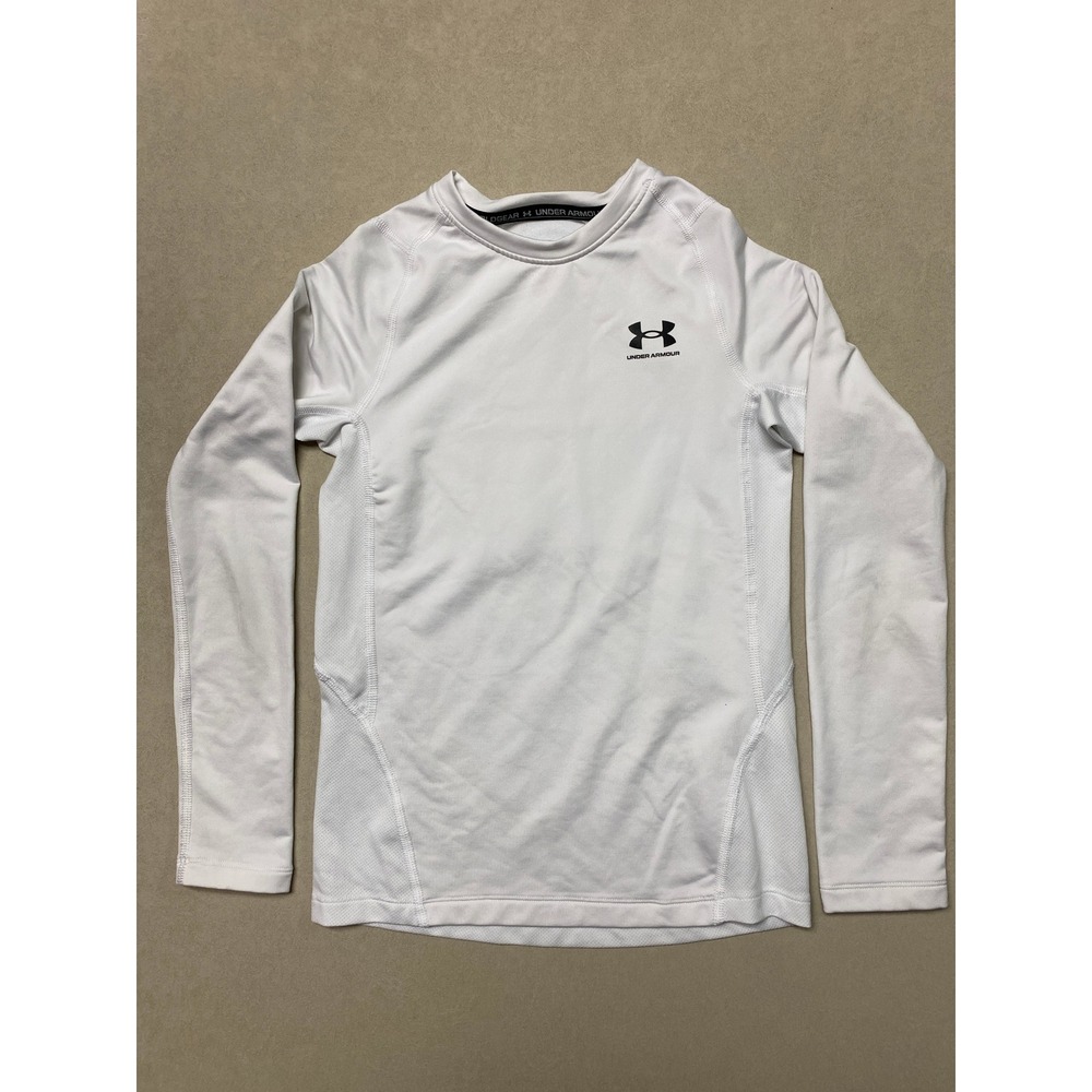 Under Armour ColdGear Kids White Long Sleeve Fitted Compression Shirt YMD Medium
